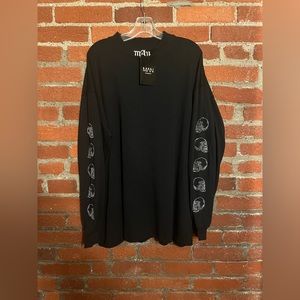 NEW Oversized Distressed Gothic Embroidered Collar Long Sleeve with Skulls
